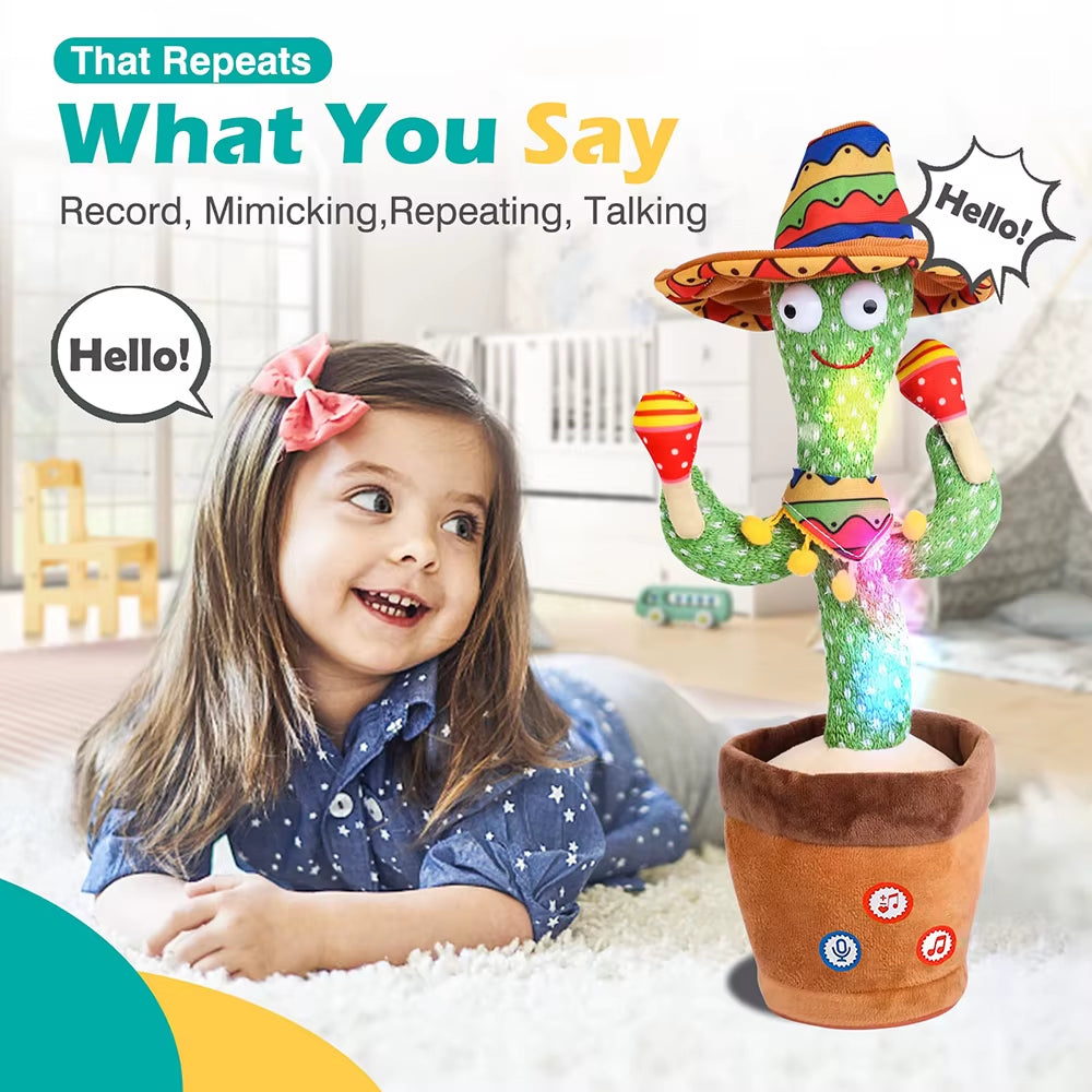 Talking Cactus Baby Toy Dancing Cactus Repeats What You Say for Kids with English Songs Dancing Toy for Gift Toddle Girls Boys