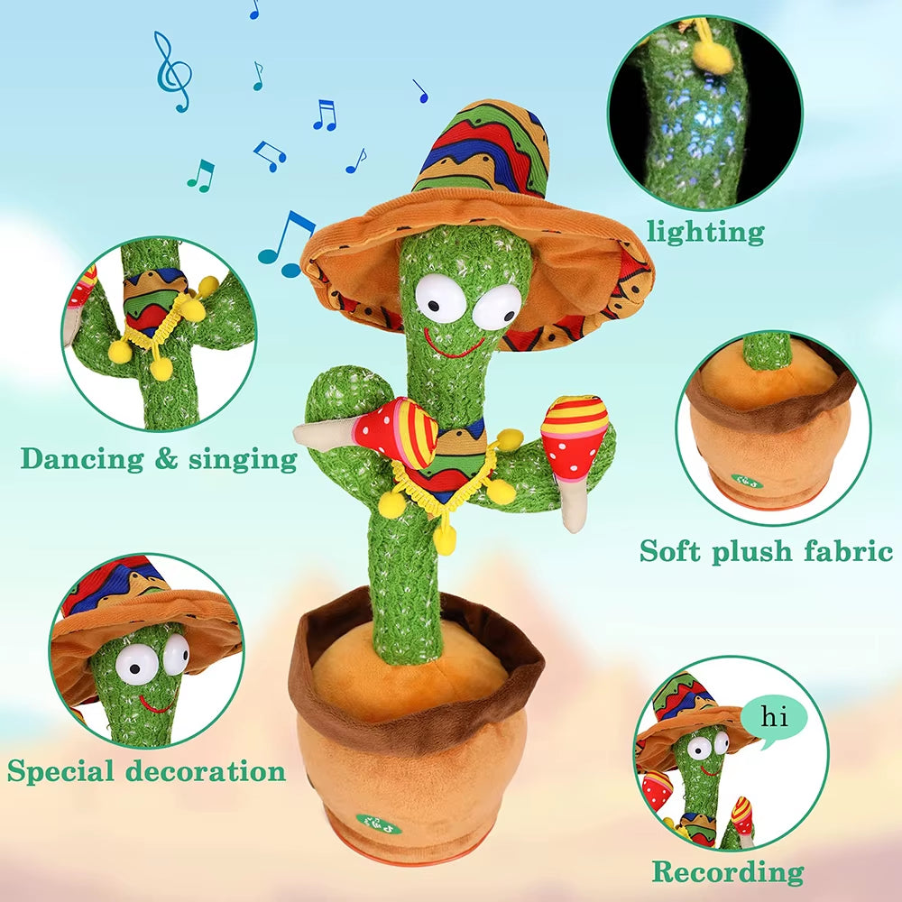 Talking Cactus Baby Toy Dancing Cactus Repeats What You Say for Kids with English Songs Dancing Toy for Gift Toddle Girls Boys