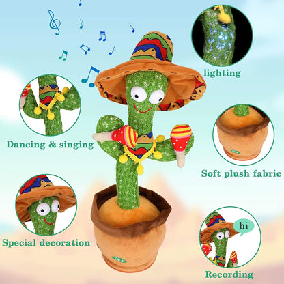 Talking Cactus Baby Toy Dancing Cactus Repeats What You Say for Kids with English Songs Dancing Toy for Gift Toddle Girls Boys