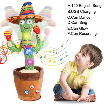 Talking Cactus Baby Toy Dancing Cactus Repeats What You Say for Kids with English Songs Dancing Toy for Gift Toddle Girls Boys